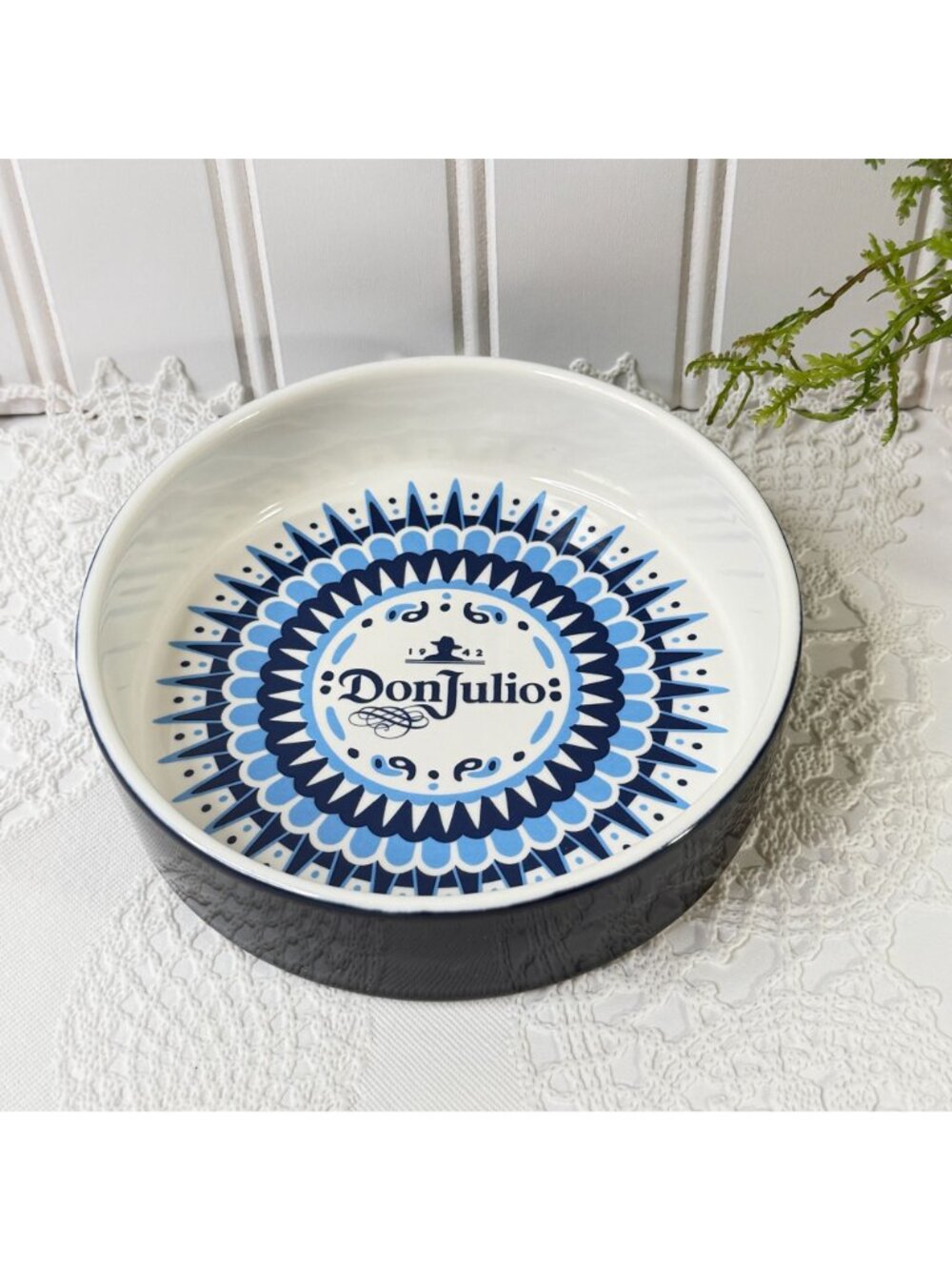 Don Julio 1942 Tequila Salt Rimmer Dish w/Lid Blue White Aztec Design 5.5" Bar - Picture 2 of 10